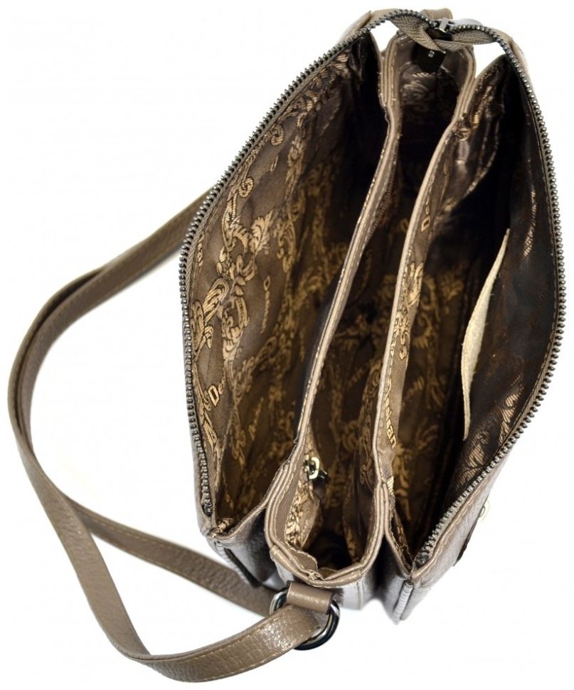 Женская сумка из фактурной кожи со вставками под рептилию Desisan 107649 бежевого цвета modnotak фото №4