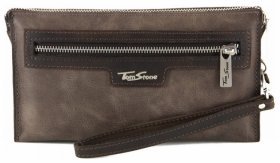 Клатч чоловічий коричневого кольору з натуральної шкіри Tom Stone (12164)
