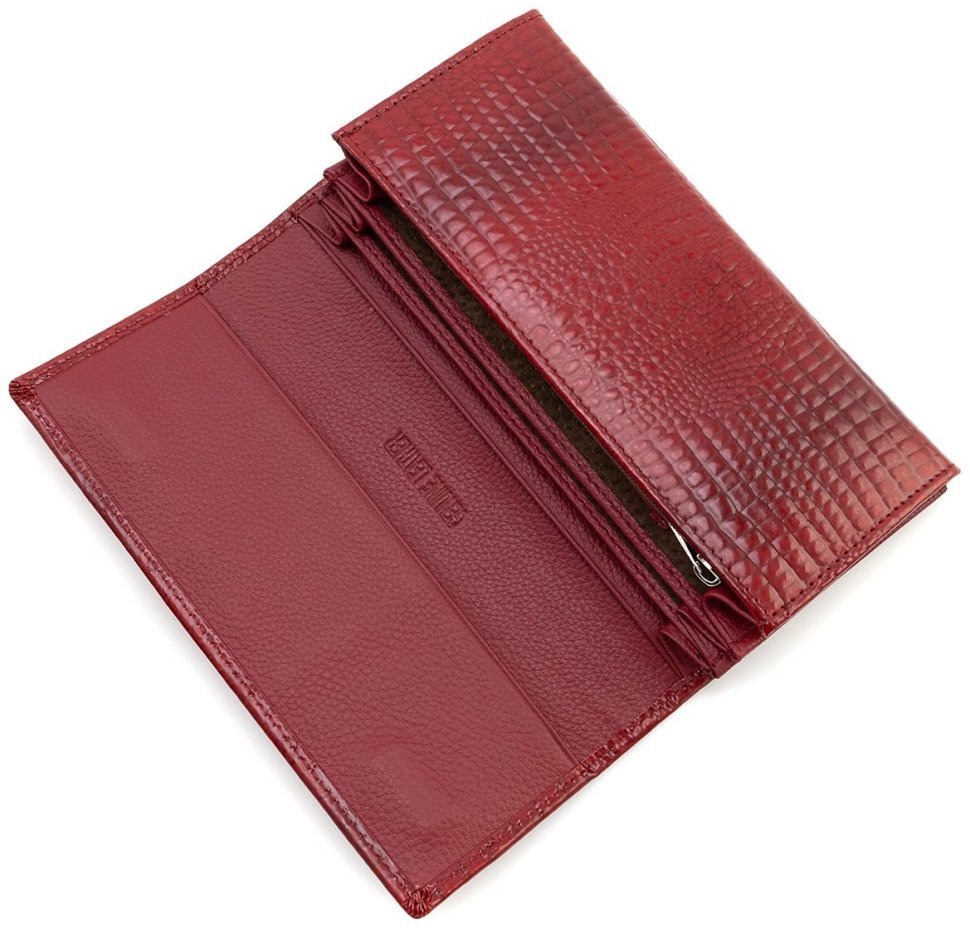 Жіночий шкіряний лакований гаманець Leather Collection 97749 червоного кольору modnotak фото №6
