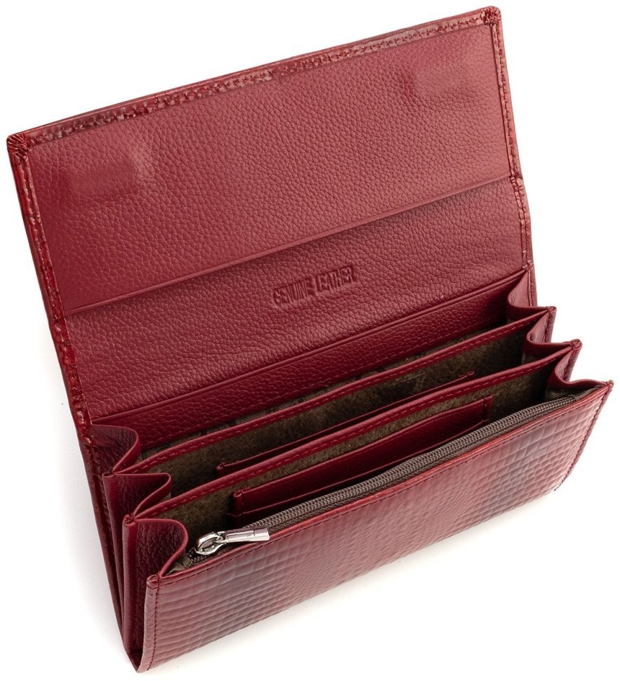 Жіночий шкіряний лакований гаманець Leather Collection 97749 червоного кольору modnotak фото №7