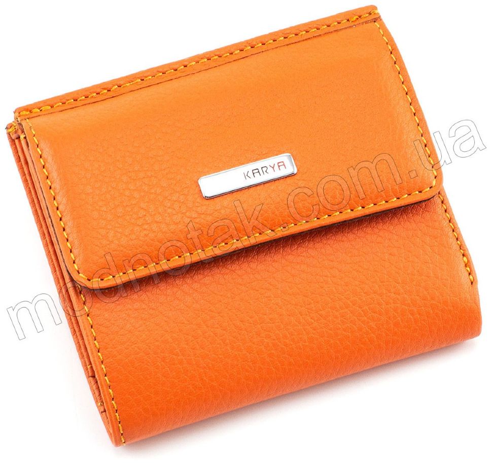 Яскравий шкіряний гаманець оранжевого кольору KARYA (1066-031)