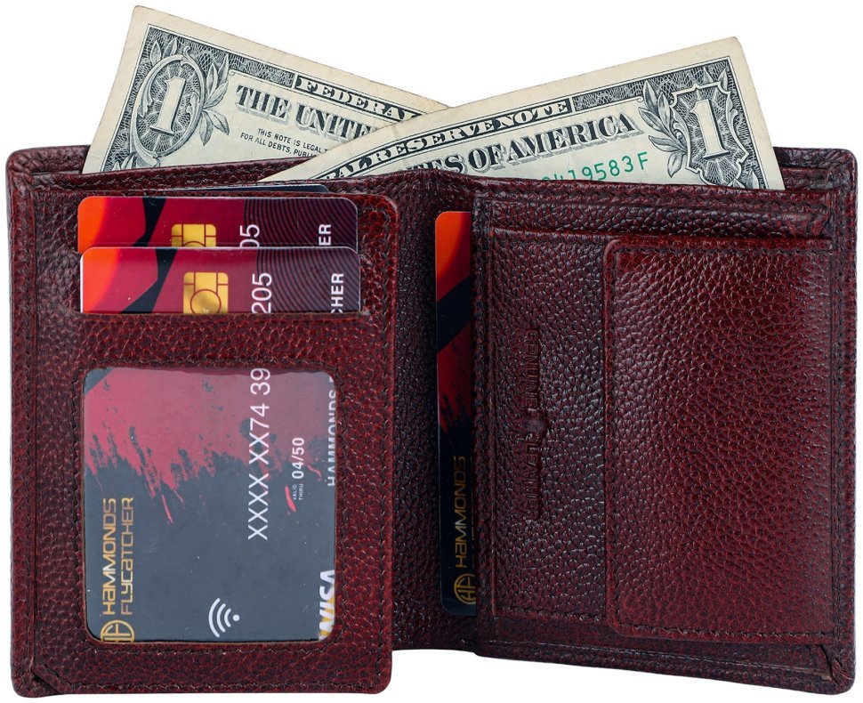Вертикальный кожаный мужской кошелек без застежки Hammonds Flycatcher HF514 коричневого цвета 107949 modnotak фото №2
