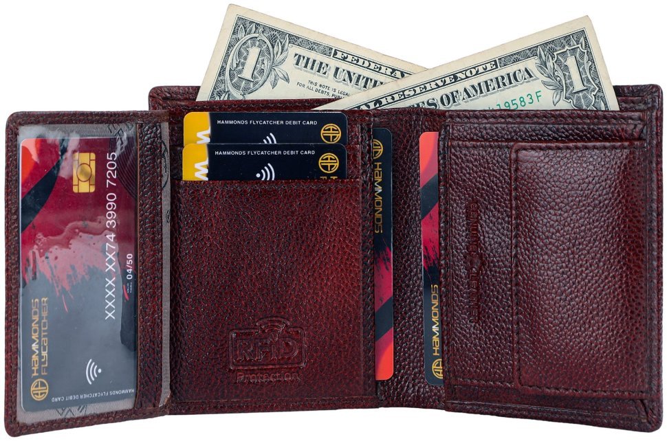 Вертикальный кожаный мужской кошелек без застежки Hammonds Flycatcher HF514 коричневого цвета 107949 modnotak фото №3