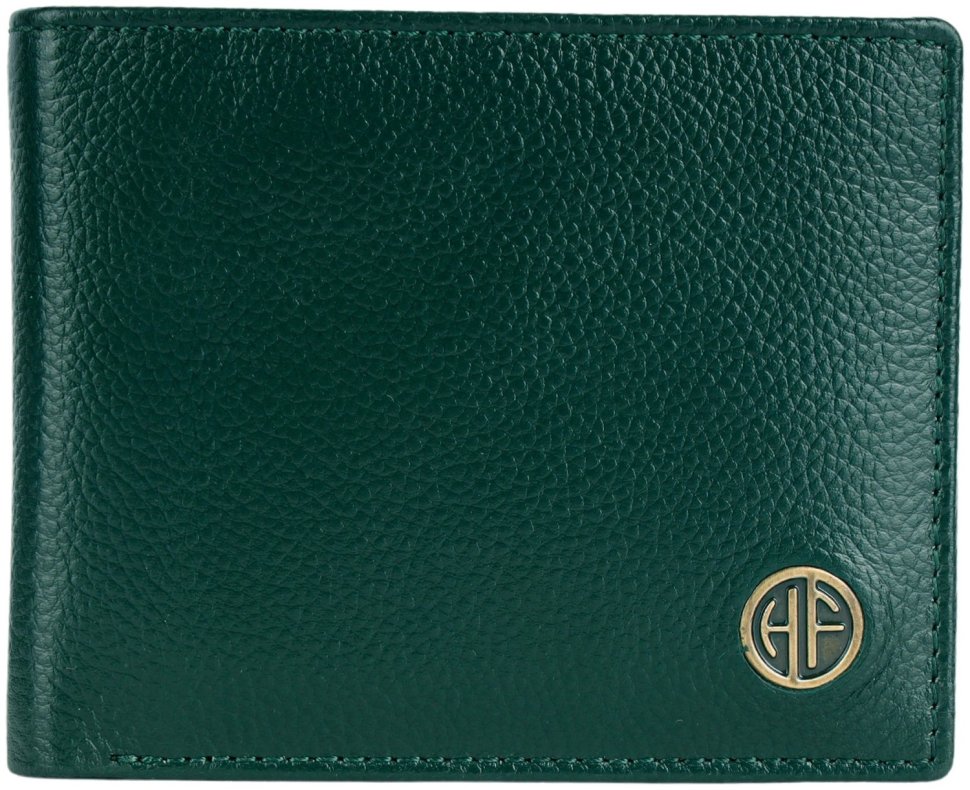 Мужское портмоне из фактурной кожи зеленого цвета без застежки Hammonds Flycatcher HF594 с монетницей 108049 modnotak фото №1