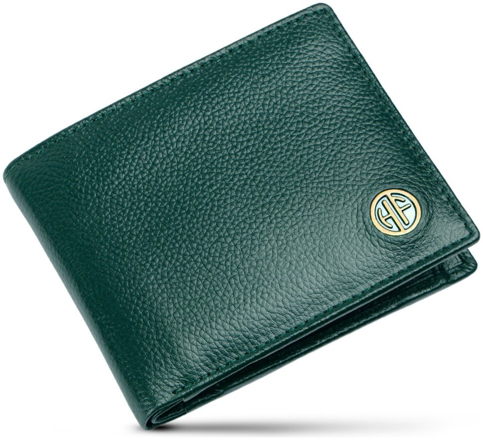 Мужское портмоне из фактурной кожи зеленого цвета без застежки Hammonds Flycatcher HF594 с монетницей 108049 modnotak фото №4