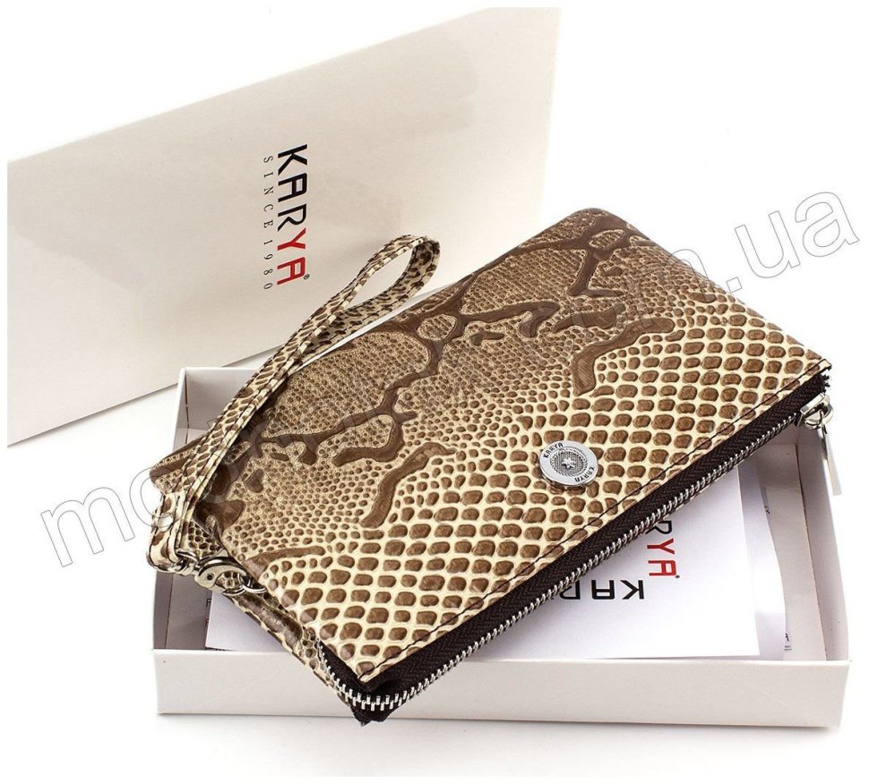 Шкіряний жіночий гаманець-клатч на блискавки KARYA (1075-011)