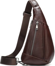 Шкіряна сумка-слінг коричневого кольору Vintage (14737)