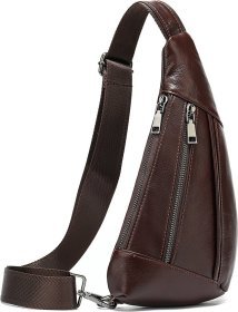 Кожаная сумка-слинг коричневого цвета Vintage (14737)