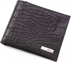 Шкіряне чорне портмоне з затиском для купюр KARYA (0945-53)