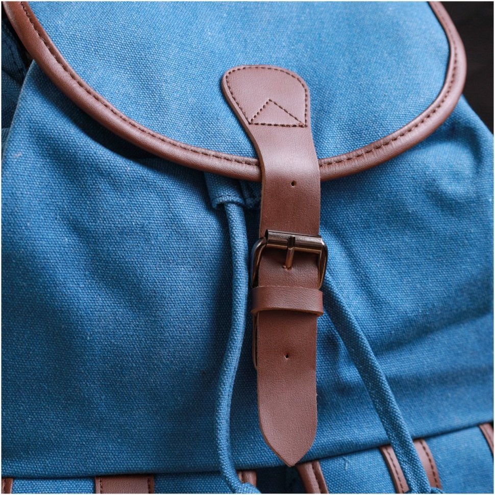 Текстильний рюкзак синього кольору з клапаном на магніті Vintage 2422152