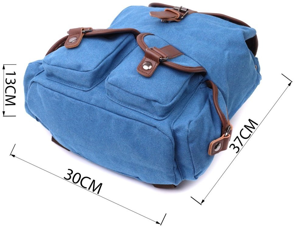 Текстильний рюкзак синього кольору з клапаном на магніті Vintage 2422152 modnotak фото №10