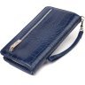 Синій жіночий гаманець-клатч із натуральної шкіри з тисненням під крокодила CANPELLINI (2421539) - 2