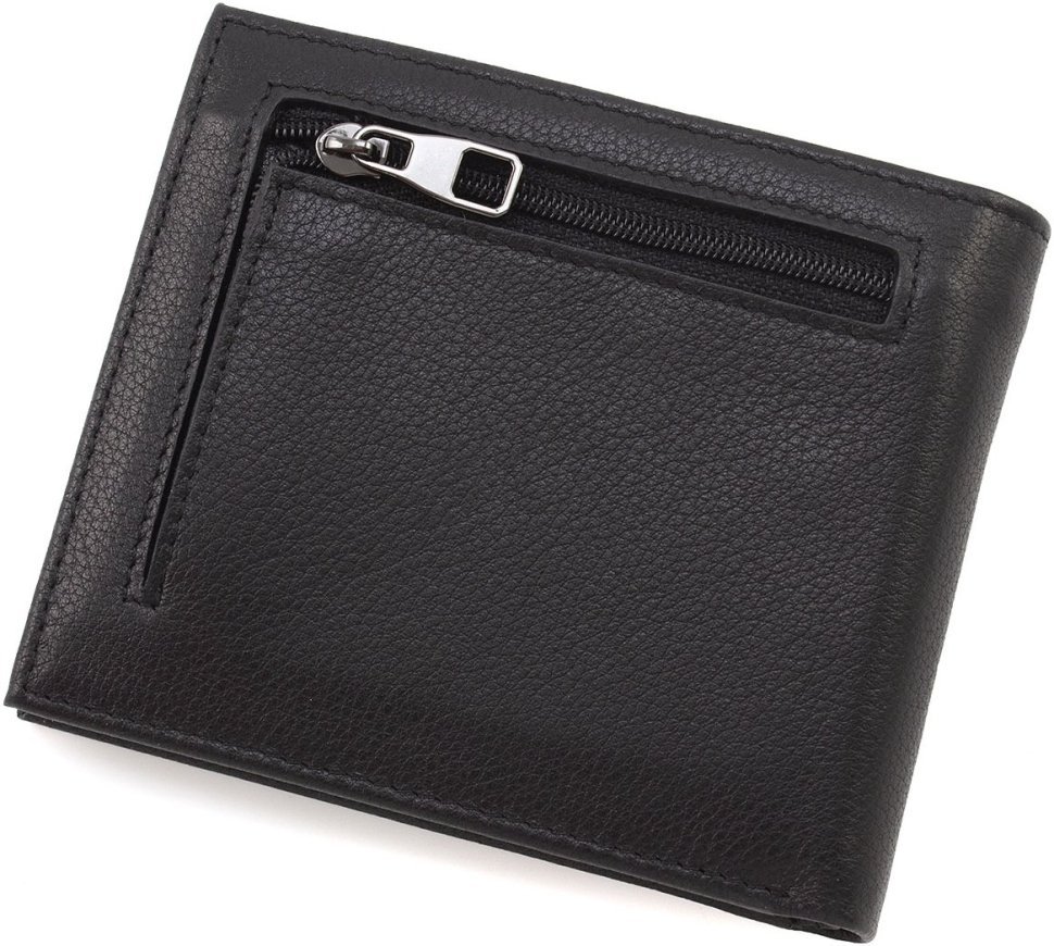 Черное мужское портмоне из натуральной кожи с зажимом для купюр Marco Coverna 68649
