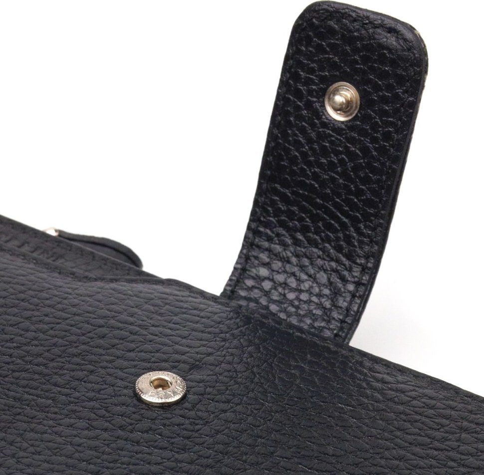 Жіночий вертикальний гаманець із натуральної шкіри чорного кольору CANPELLINI (2421641)