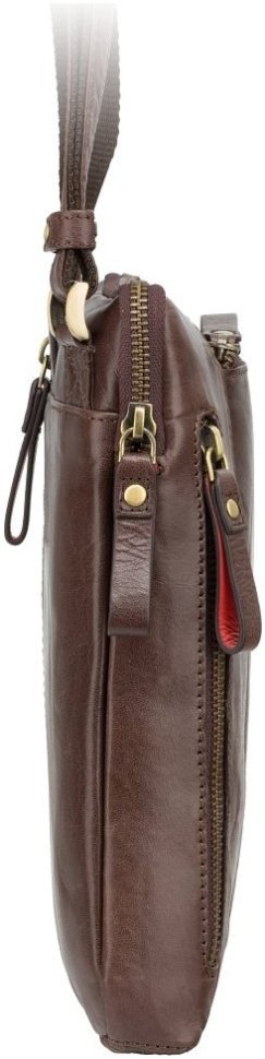 Мужская коричневая сумка-планшет из натуральной кожи гладкого типа Visconti 68749