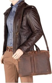Велика чоловіча сумка для ноутбука з вінтажної шкіри світло-коричневого кольору Visconti Octo 69149