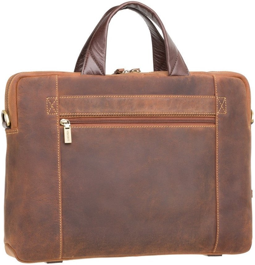 Большая мужская сумка для ноутбука из винтажной кожи светло-коричневого цвета Visconti Octo 69149