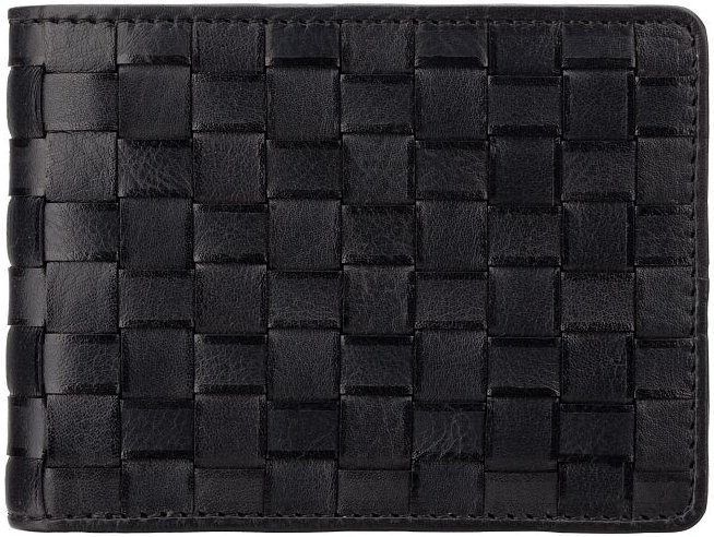Мужское портмоне из натуральной кожи под плетенку в черном цвете Visconti Rham 69249