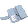 Крупный женский кошелек из натуральной кожи голубого цвета под много карт Ashwood 69649 - 5