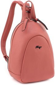 Компактний жіночий шкіряний рюкзак персикового кольору KARYA 69749