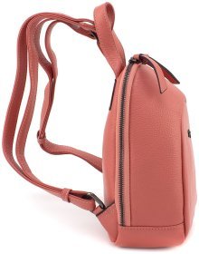 Компактний жіночий шкіряний рюкзак персикового кольору KARYA 69749