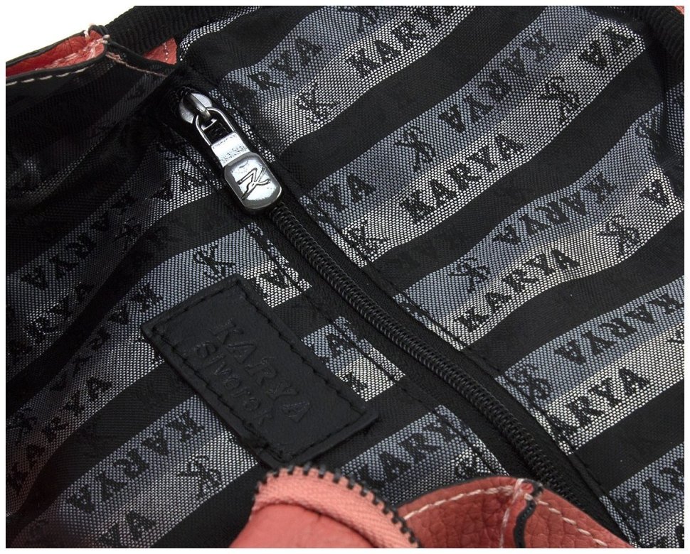 Компактный женский кожаный рюкзак персикового цвета KARYA 69749