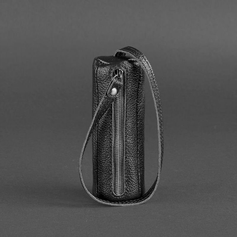 Черная вместительная ключница из высококачественной кожи на змейке BlankNote (50250)