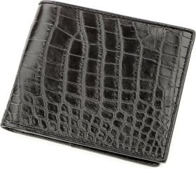 Чоловіче портмоне чорного кольору з крокодилової шкіри CROCODILE LEATHER (024-18578)