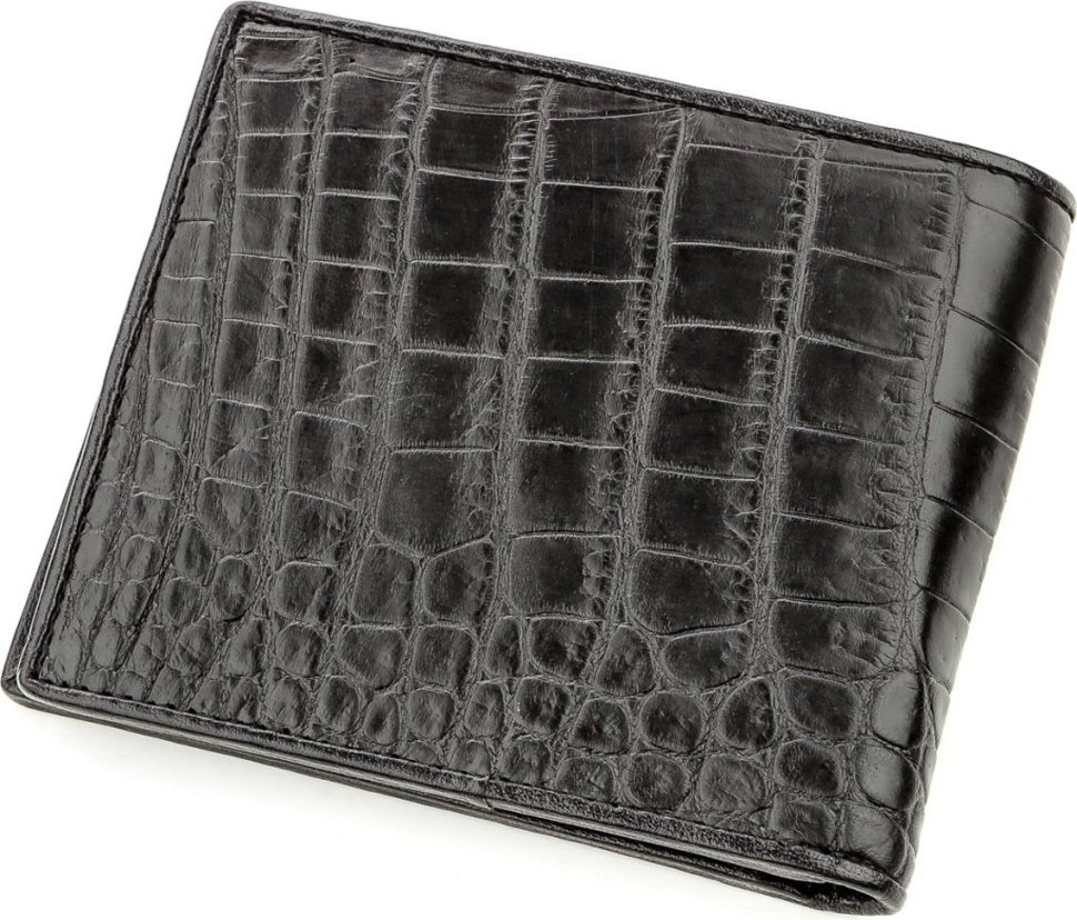 Мужское портмоне черного цвета из крокодиловой кожи CROCODILE LEATHER (024-18578)