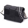 Класична жіноча сумка-кроссбоді із плетеної шкіри чорного кольору Vintage 2422313 - 1