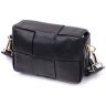 Класична жіноча сумка-кроссбоді із плетеної шкіри чорного кольору Vintage 2422313 - 2
