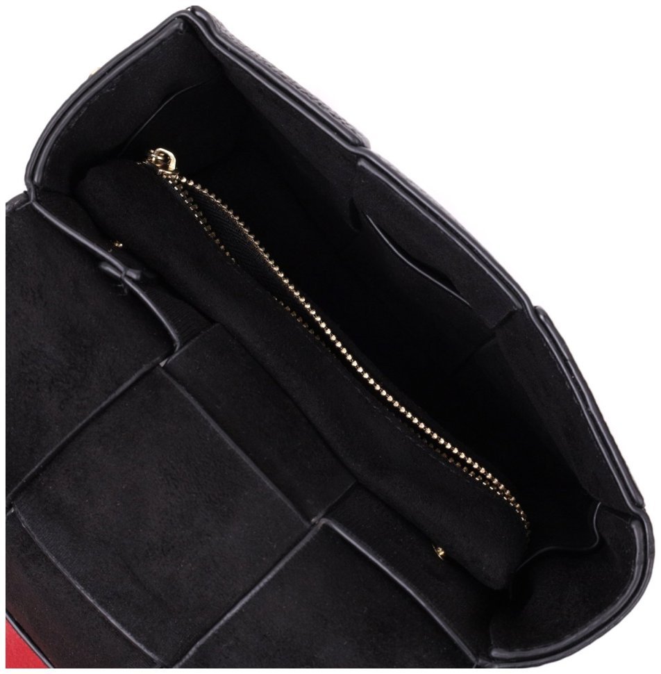 Класична жіноча сумка-кроссбоді із плетеної шкіри чорного кольору Vintage 2422313