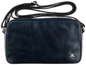 Жіноча шкіряна плечова сумка-кроссбоді синього кольору Visconti 70750
