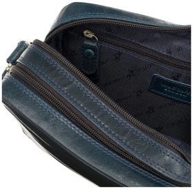 Женская кожаная плечевая сумка-кроссбоди синего цвета Visconti 70750