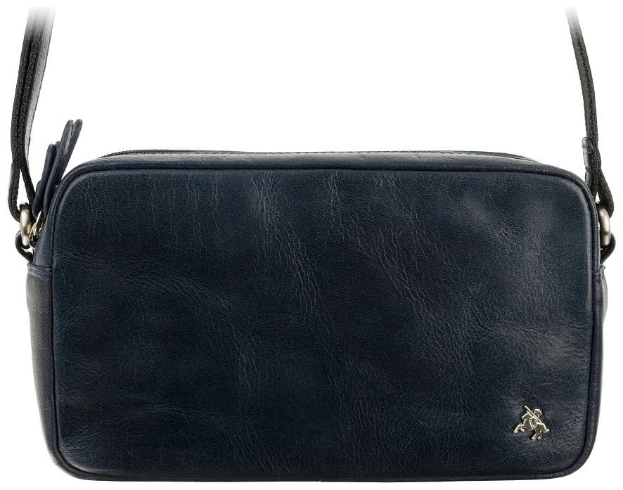 Женская кожаная плечевая сумка-кроссбоди синего цвета Visconti 70750