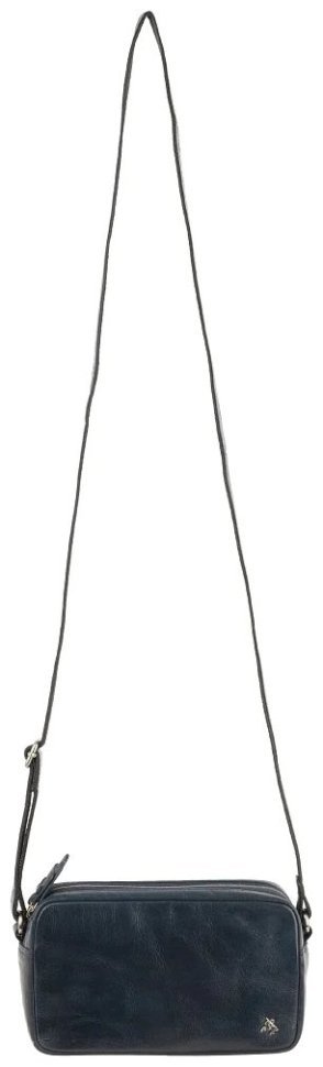 Женская кожаная плечевая сумка-кроссбоди синего цвета Visconti 70750