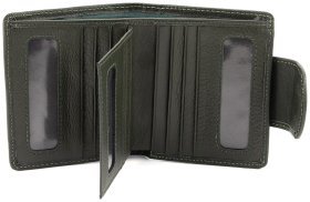 Невеликий шкіряний жіночий гаманець зеленого кольору ST Leather 90850