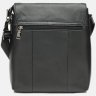 Мужская сумка-планшет из гладкой черной кожи с фиксацией на клапан Keizer (15636) - 3