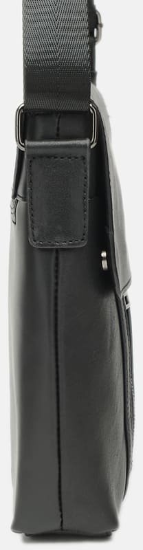Мужская сумка-планшет из гладкой черной кожи с фиксацией на клапан Keizer (15636)