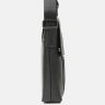 Мужская сумка-планшет из гладкой черной кожи с фиксацией на клапан Keizer (15636) - 4