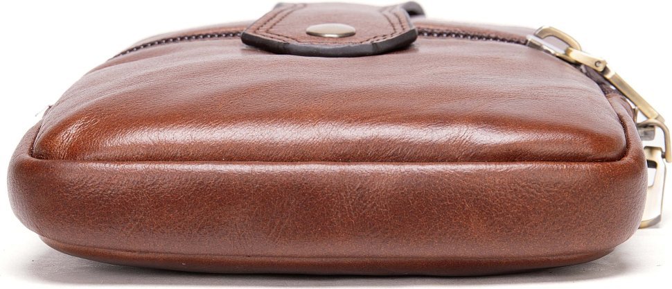 Чоловіча вертикальна коричнева сумка на пояс із натуральної шкіри на пояс Vintage (20368)