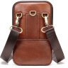 Мужская вертикальная коричневая сумка на пояс из натуральной кожи на пояс Vintage (20368) - 4
