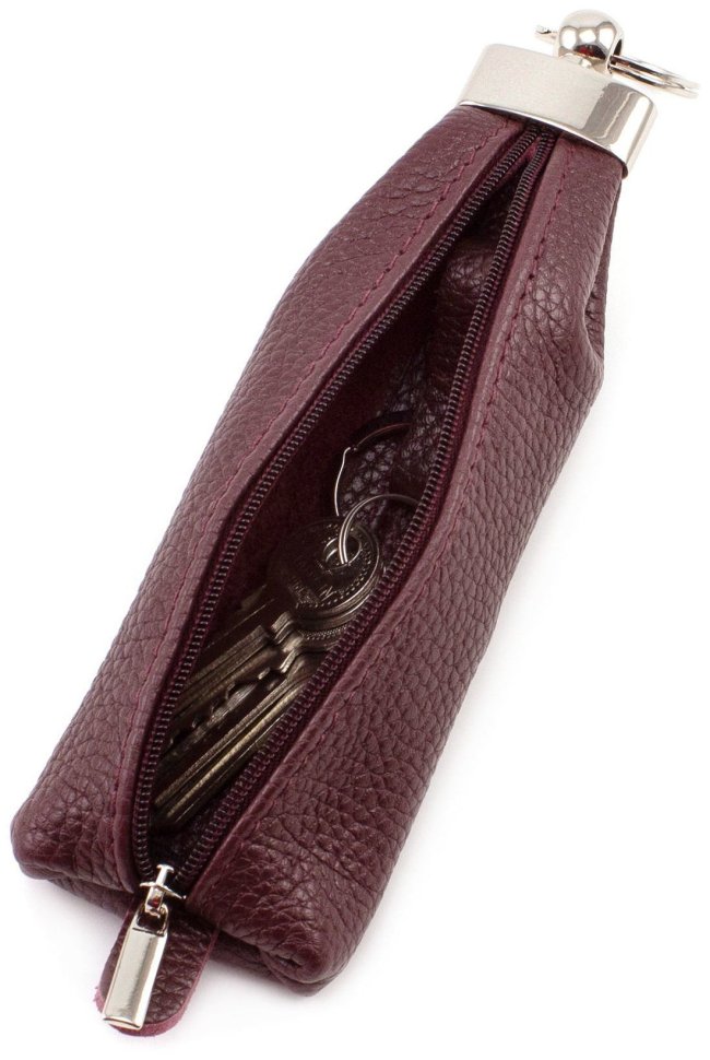 Кожаная ключница с кольцом в цвете марсала ST Leather (41047)