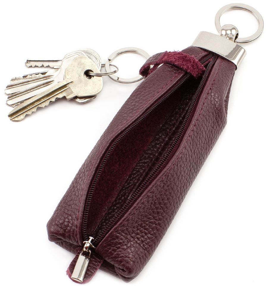 Шкіряна ключниця з кільцем в кольорі марсала ST Leather (41047)