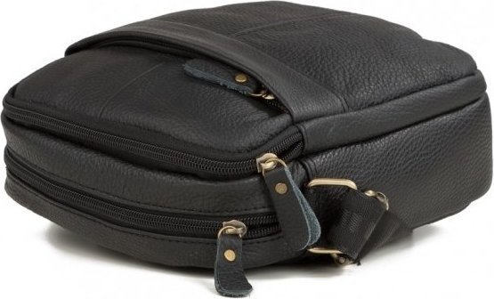 Невелика сумка на плече з натуральної шкіри чорного кольору VINTAGE STYLE (14634)