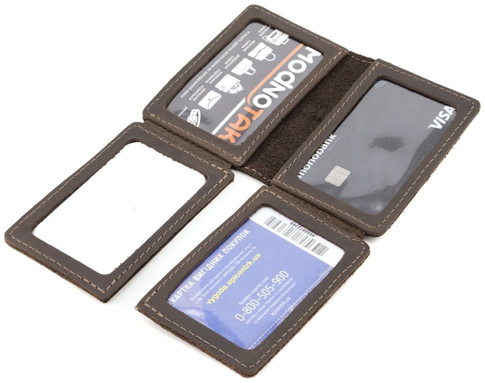 Темно-коричневая обложка на автодокументы из натуральной кожи винтажного стиля Grande Pelle 223120 modnotak фото №2