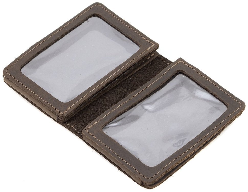 Темно-коричневая обложка на автодокументы из натуральной кожи винтажного стиля Grande Pelle 223120 modnotak фото №6