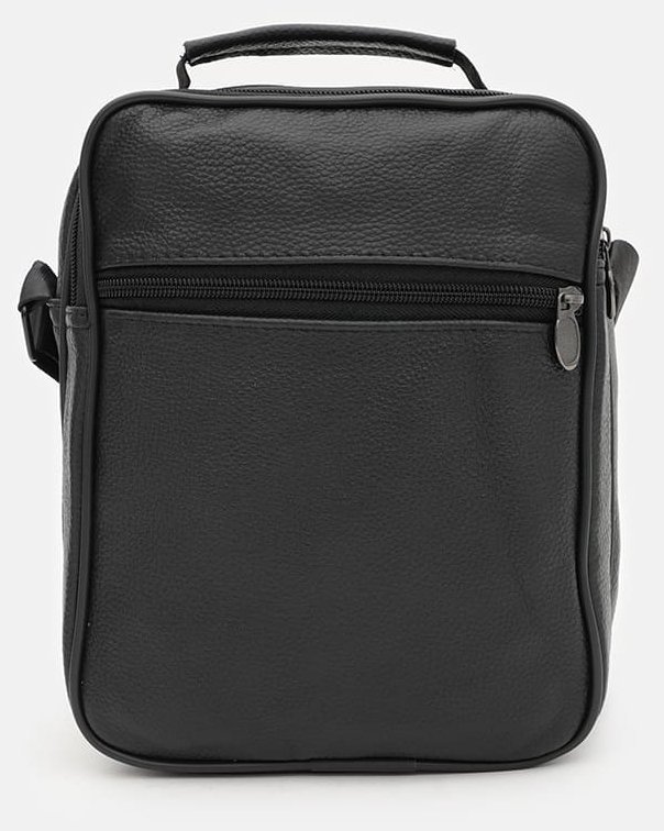 Вместительная мужская барсетка из натуральной зернистой кожи Borsa Leather 91950 (черного цвета) modnotak фото №7
