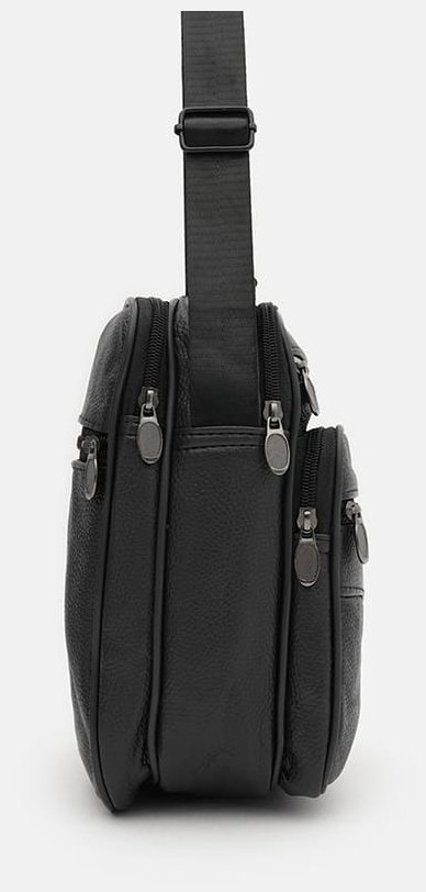 Вместительная мужская барсетка из натуральной зернистой кожи Borsa Leather 91950 (черного цвета) modnotak фото №8