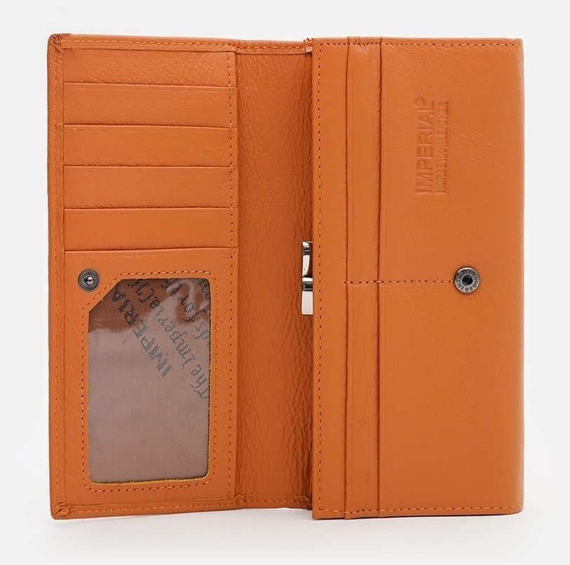 Рижий жіночий гаманець з натуральної шкіри на кнопці Horse Imperial 72050